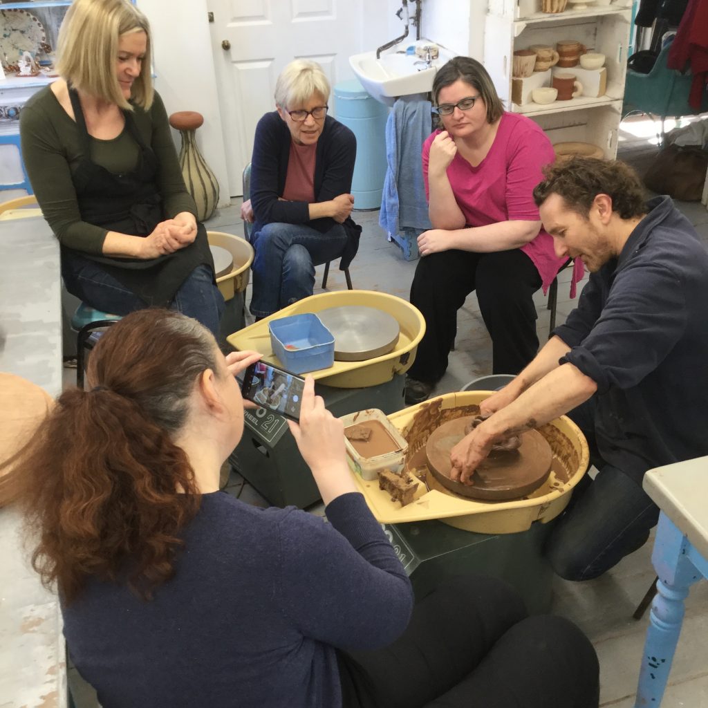 participants on a weekend pottery course at eastnor pottery in herefordshire