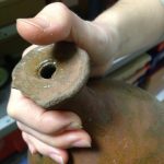 artists thumb over pottery watering can leamington spa museum ceramics collection