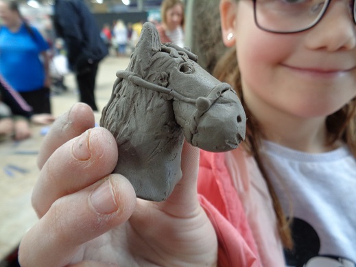 clay horse made by a child attending a flying potter event at countrytastic worcestershire