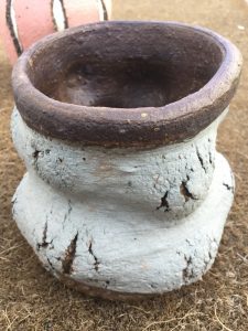 wheel thrown brick clay pot made by jon williams