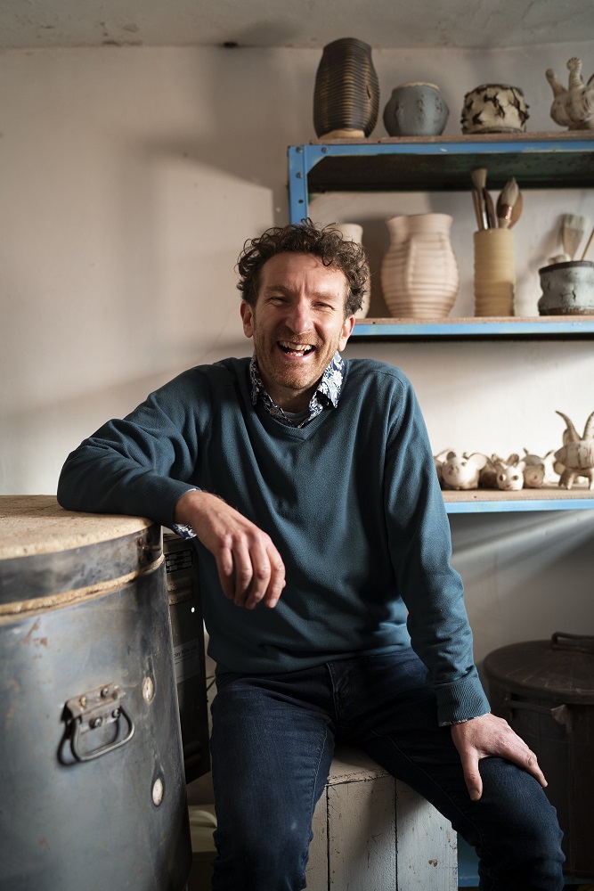 Creramic artist jon the potter williams in his herefordshire studio