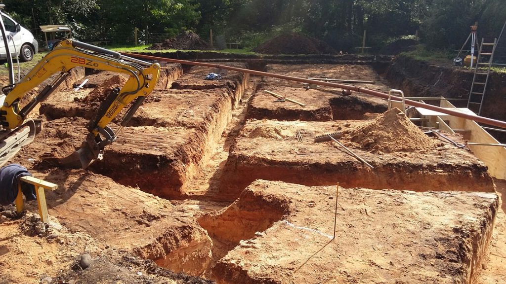 prepared footings for building work