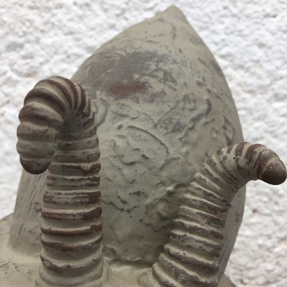 detail of rocking snail ceramic sculpture by jon williams the flying potter from herefordshire