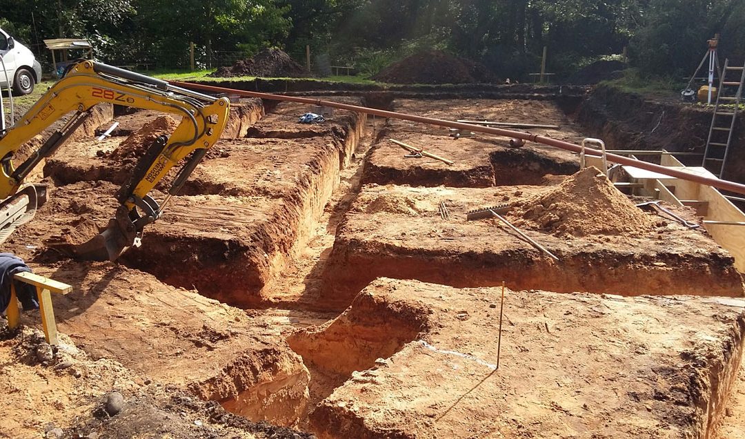 prepared footings for building work